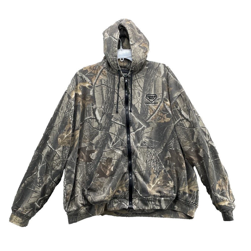 Berne Thermal Hoodie Jacket Mens 2XL Realtree Hardwoods Camo Y2K Outdoor Hunting